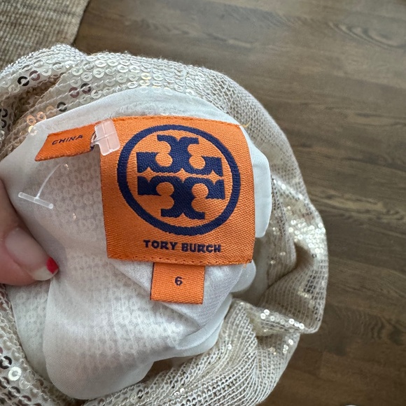 TORY BURCH cowl neck sequin 3/4 sleeve BLOUSE shirt size women's 6 S 21101145 - Picture 3 of 5